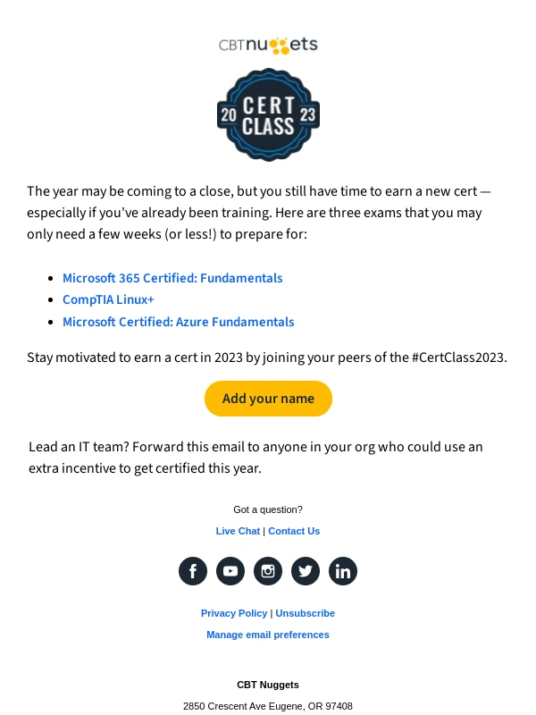 CBT Nuggets - There is still time to certify