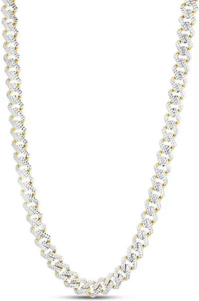 14K Yellow Gold Hollow Diamond Cut Monaco Miami Cuban Chain