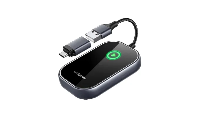 Luckymore Wireless Carplay Adapter, Converts Wired to Wireless Carplay Dongle for Wireless Control Plug & Play Carplay Fit for Cars from 2017 & for Apple iPhone iOS 10+