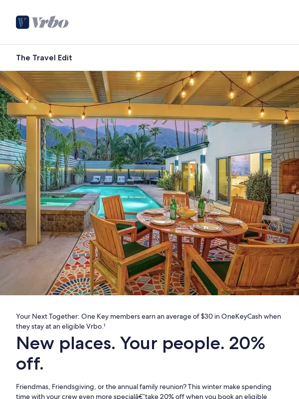 Vrbo - Get 20% off when you book a new rental