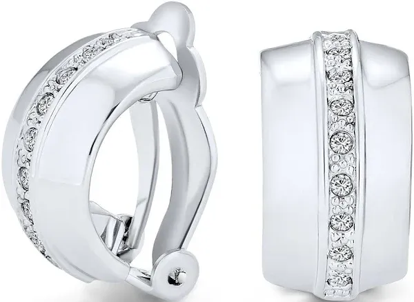 Bling Jewelry Single Row Crystal Half Hoop Clip-On Earrings