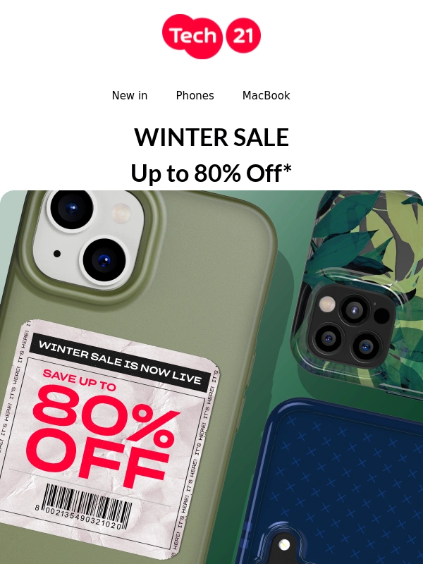 Tech21 - Reminder: ❄️Winter Sale—Up to 80% off while supplies last!