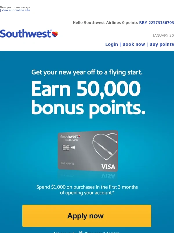 Southwest - Southwest Airlines,you're invited! Earn 50,000 points