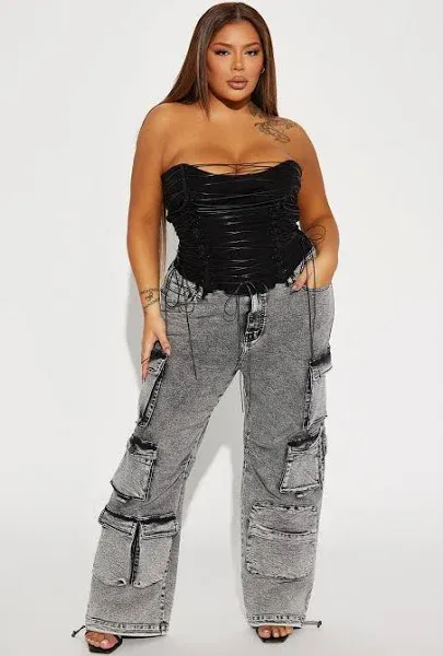 Fashion Nova Women's Fairfax High Rise Stretch Cargo Jeans
