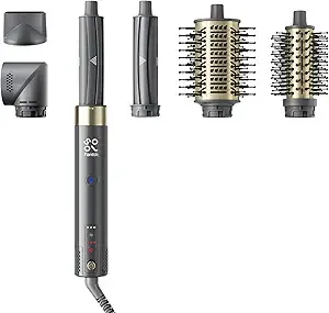 FanttikSolo 6 in 1 AirWave Air Auto Wrap Styler, Ionic Hair Dryer Brush for Curling, Straightening, Volumizing and Drying, Hair Multi-Stylers with Storage Bag, Curlers, Smooth Brush, Concentrator