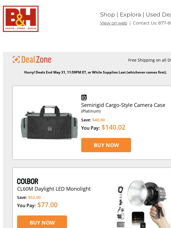 B&H Photo - Today's Deals: ?$40 OFF! Porta Brace Semirigid Cargo-Style Camera Case & More!