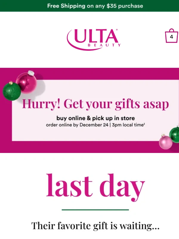 Ulta Beauty - 20% off because the big guy comes TONIGHT! ?