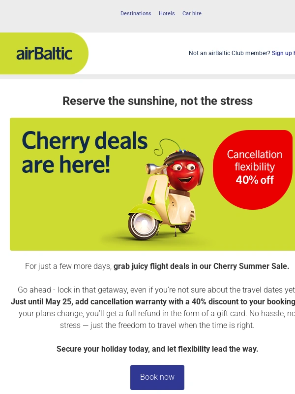 airBaltic - ⏰Hurry! Cherry sale ends in a few days