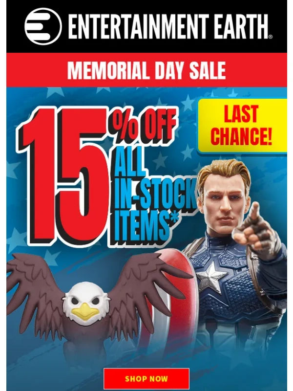 Entertainment Earth - Last Chance: 15% Off Ends Soon!