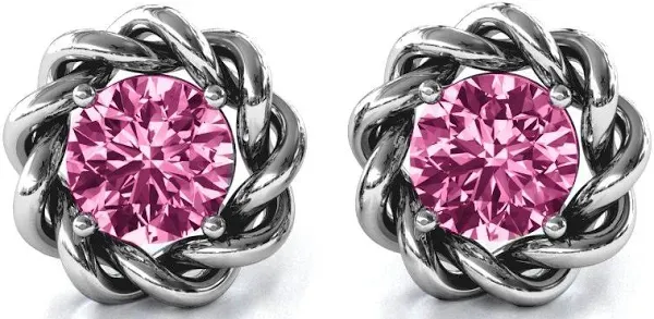 Gold Twisted Stud Solitaire Earrings