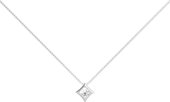14K White Gold Solitaire Diamond Necklace