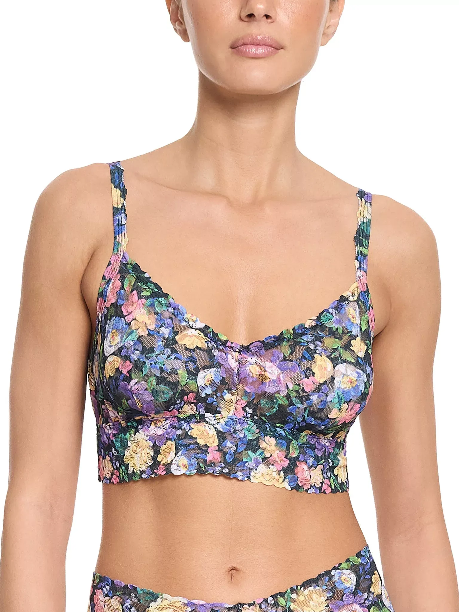Hanky Panky Women's Printed V-Neck Retro Lace Bralette - Dream Garden, L