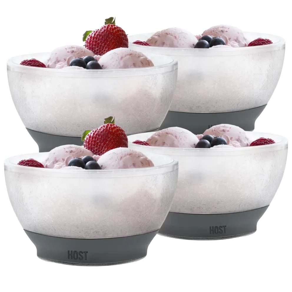 4-Pack Host Freeze Ice Cream Comfort Silicone Grip Double Walled Insulated Bowl