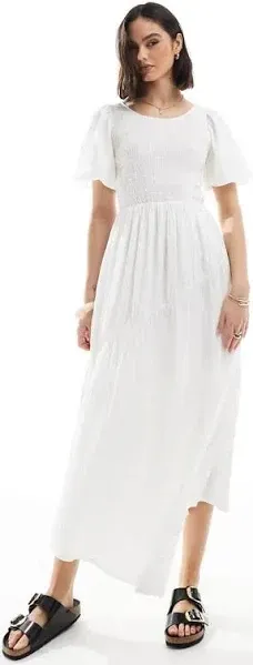 Threadbare Women's Puff Sleeve Shirred Asymmetric Dress