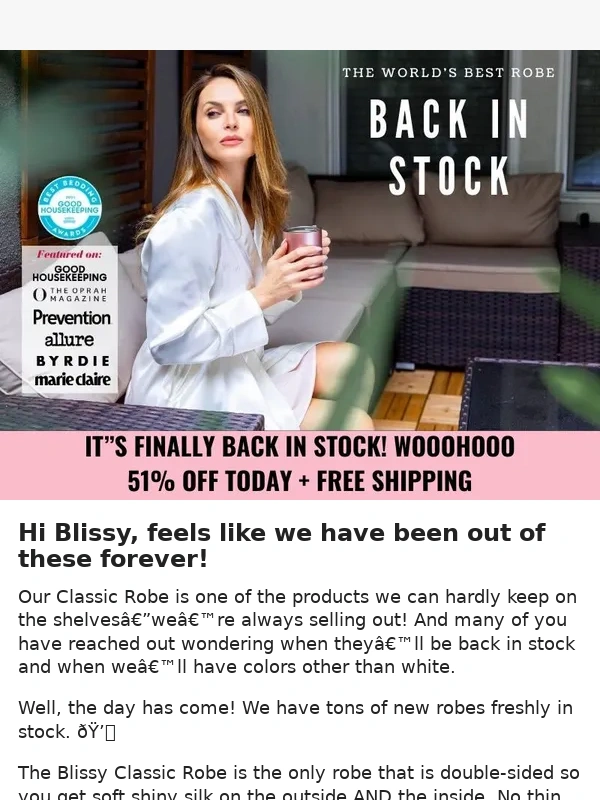 Blissy - RE: Blissy I can't believe it. We finally got more for youu ?
