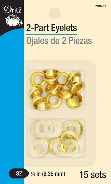Dritz 2- Part Eyelets 1/4" Inner Diameter 15/Pkg Matte Gold