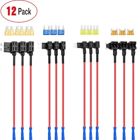 Nilight 12 Pack 12V Car Add-a-Circuit Fuse Tap Standard Mini Micro2 And Low Profile Fuse Taps 4 Types ATO ATC ATM APM Fuse Holder For Cars Trucks