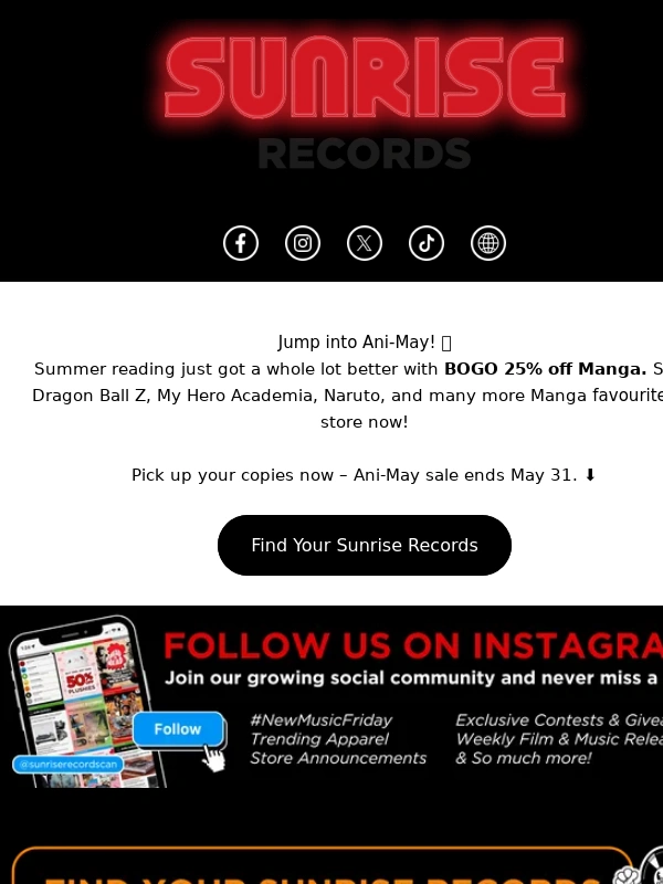 Sunrise Records - ANI-MAY ? 25% off Manga