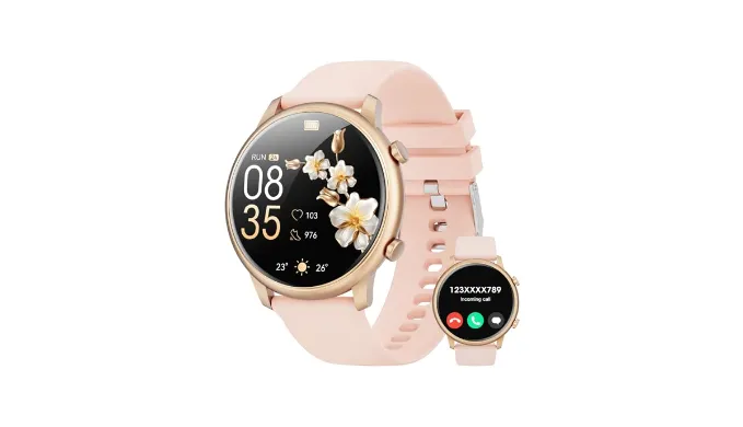 Hwagol Smart Watches for Women Android Phones iPhone Compatible[Make&Answer Calls/Full Screen NO Black-Circle],1.39 Round Sports Watch Fitness Tracker Sleep/Heart Rate Monitor/Pedometer,DIY Dials