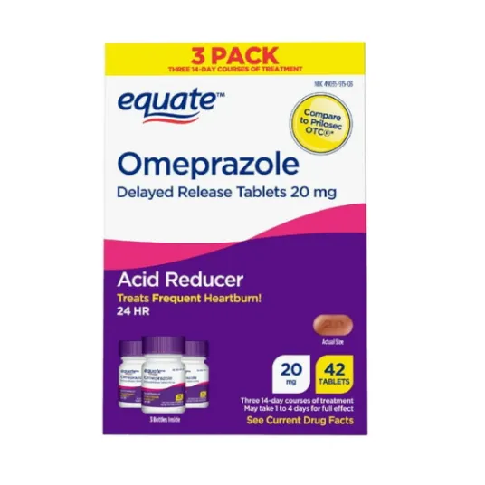 42-count of Equate Omeprazole delayed release acid reducer tablets