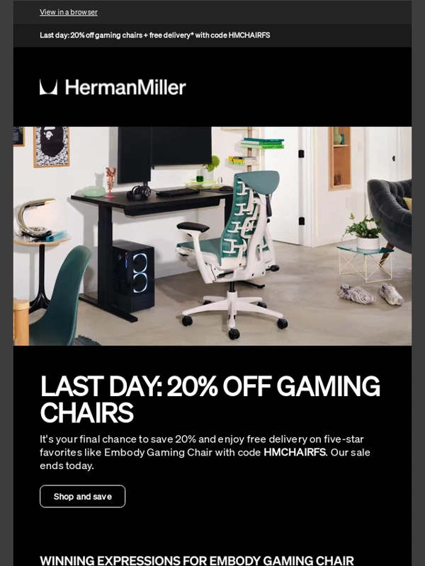 Herman Miller - Final call for 20% off