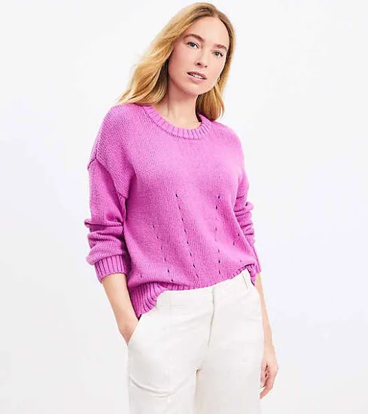 Loft Women's Pointelle Trim Sweater