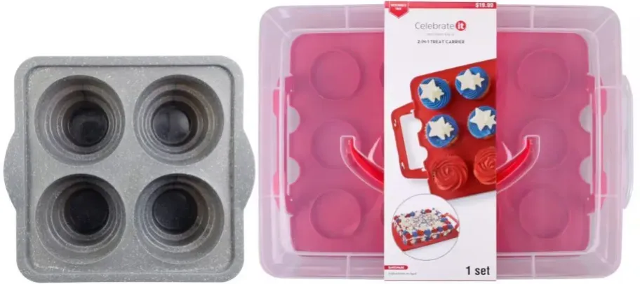 Celebrate It 4-Cavity Metal-Reinforced Silicone Mini Tier Cake Pan