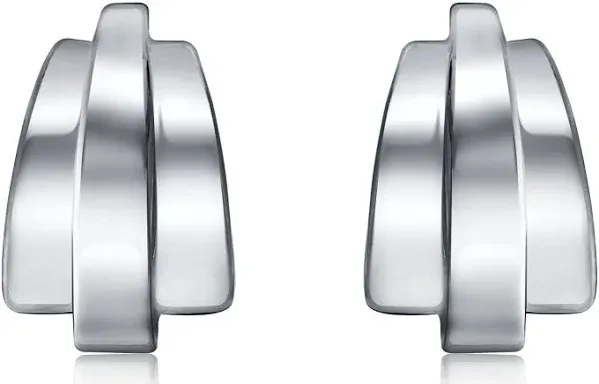 Bling Jewelry Womens Geometric Shrimp Half Hoop Clip On Earrings For Non Pierced Ears Polished Yellow