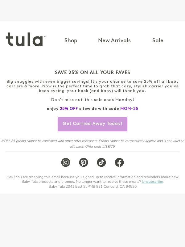 Tula - Unwrap 25% Off Today ?