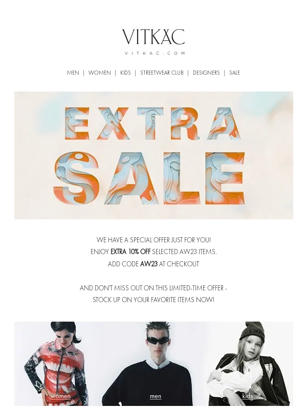 Vitkac - Enjoy an extra 10% off selected items
