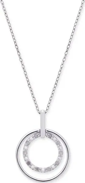 Diamond - Double Circle 18" Pendant Necklace, 1/10 ct. t.w., Sterling Silver