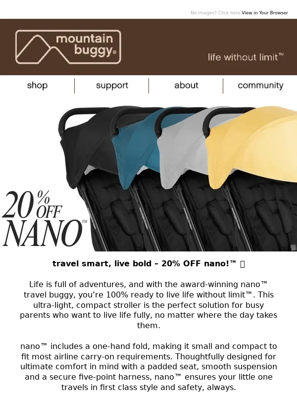 Mountain Buggy - 20% Off nano™ – Your Ultimate Travel Companion!