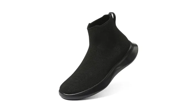 LinnOaks Walking Boots for Women Sock High Top Sneaker Boots Booties Wide Comfortable Stretchy Slip On Lightweight Sneakers Tennis Running Shoes Black