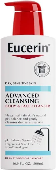 Eucerin Advanced Cleansing Body & Face Cleanser 16.9 Fl Oz