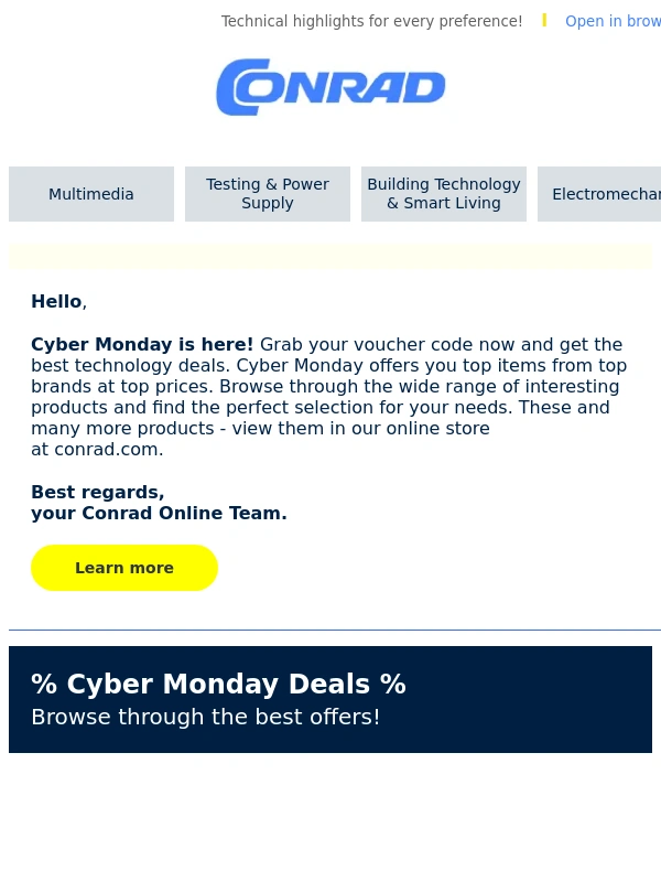Conrad - % Cyber Monday Deals - Don't miss out! %