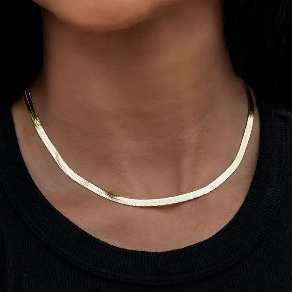 18K Gold Herringbone Necklace