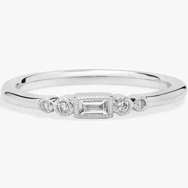 Blue Nile 14K White Gold 1/10 ct. tw. Diamond Baguette and Dot Fashion Ring