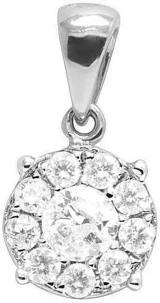 14K White Gold 1/4 Ct Diamond Solitaire Cluster Pendant