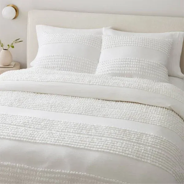 Candlewick Duvet Twin white/pearl Gray