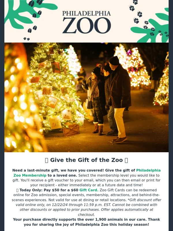 Philadelphia Zoo - ? Need a last minute gift? Give the gift of Zoo Membership or a Digital Gift Card