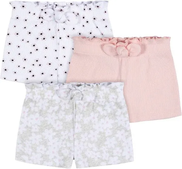 Gerber Baby Girls' Toddler 3-Pack Pull-On Knit Shorts