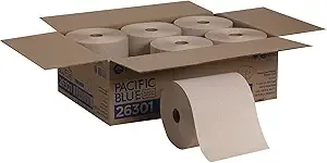 GP PRO - Pacific Blue Basic Recycled Hardwound Paper Towel Rolls, 800 Feet Per Roll, 6 Rolls Per Case, Brown