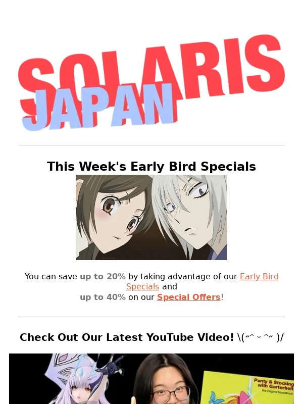 Solaris Japan - Kamisama Kiss,Berserk,and Borderlands 2 are just a few of this week's featured deals! (♡⸃ ◡ ⸂♡)