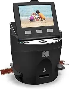 Kodak SCANZA Digital Film & Slide Scanner – Converts 35mm, 126, 110, Super 8 & 8mm Film to JPEG with 3.5" LCD, Easy-Load Inserts & Adapters