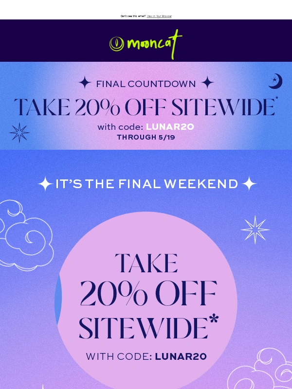 mooncat - It’s the ☆ FINAL WEEKEND ☆ for 20% OFF