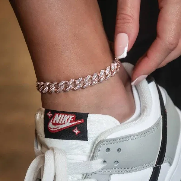 The GLD Shop Iced Cuban Anklet 8.5mm Size 8"-10