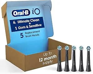 Oral-B iO Ultimate Clean Replacement Brush Heads, 5 Count, 4 Ultimate Clean + 1 Gum & Sensitive Black $34.99