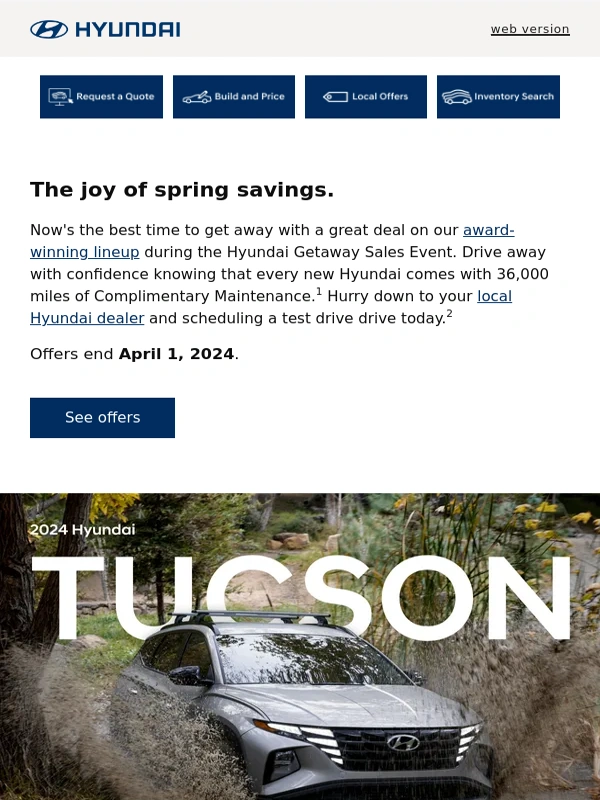 Hyundai - Hurry! The Hyundai Getaway Sales Event is going on now!