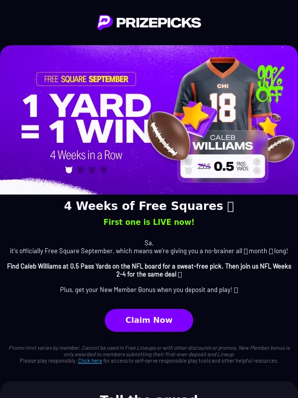 PrizePicks - Sa,it's Free Square September ?