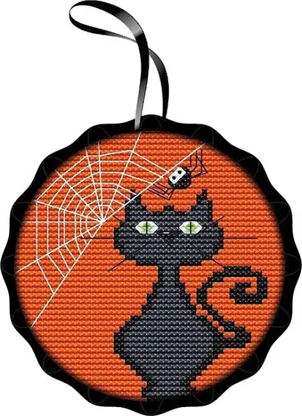 Colonial Needle Black Cat Spooky Ornament